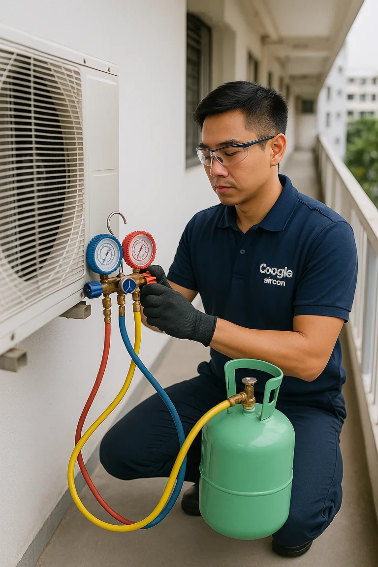 Signs your aircon needs a gas top up in Singapore — not cold, warm air blowing, ice on copper pipes, higher electricity bill