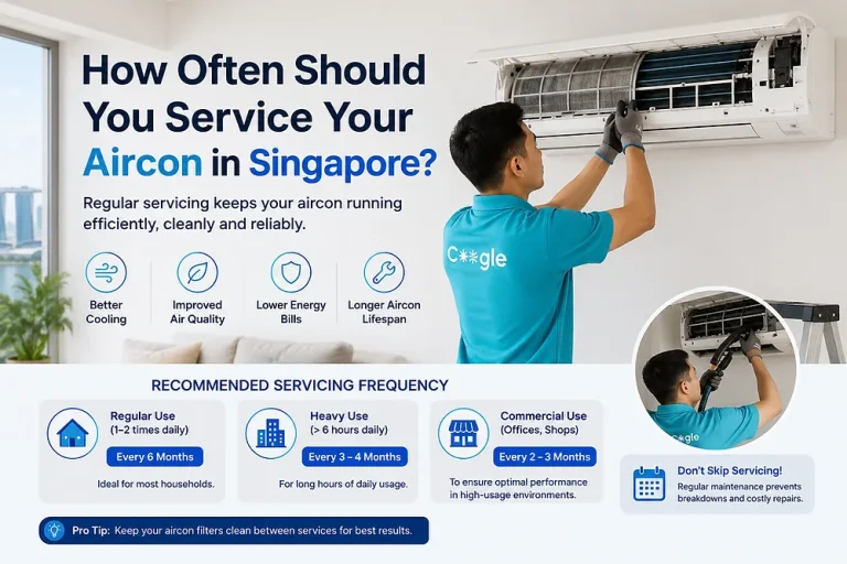 How often to service aircon in Singapore — quarterly servicing schedule for HDB and condo units in 2026
